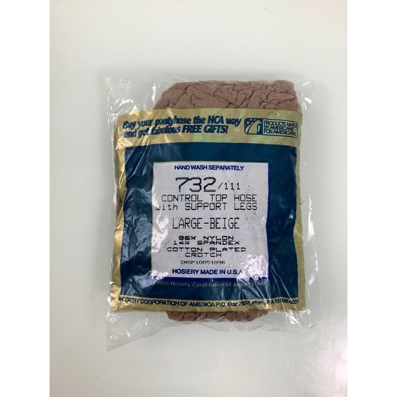 Vintage Silkies Cntrol Top Hose with support legs Beige Size Large New - Picture 2 of 2